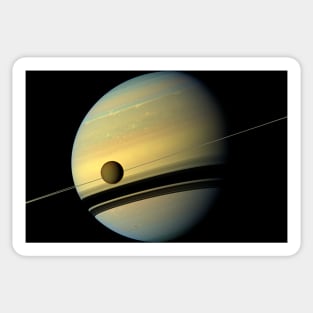 Titan and Saturn, Cassini image (C023/2224) Sticker